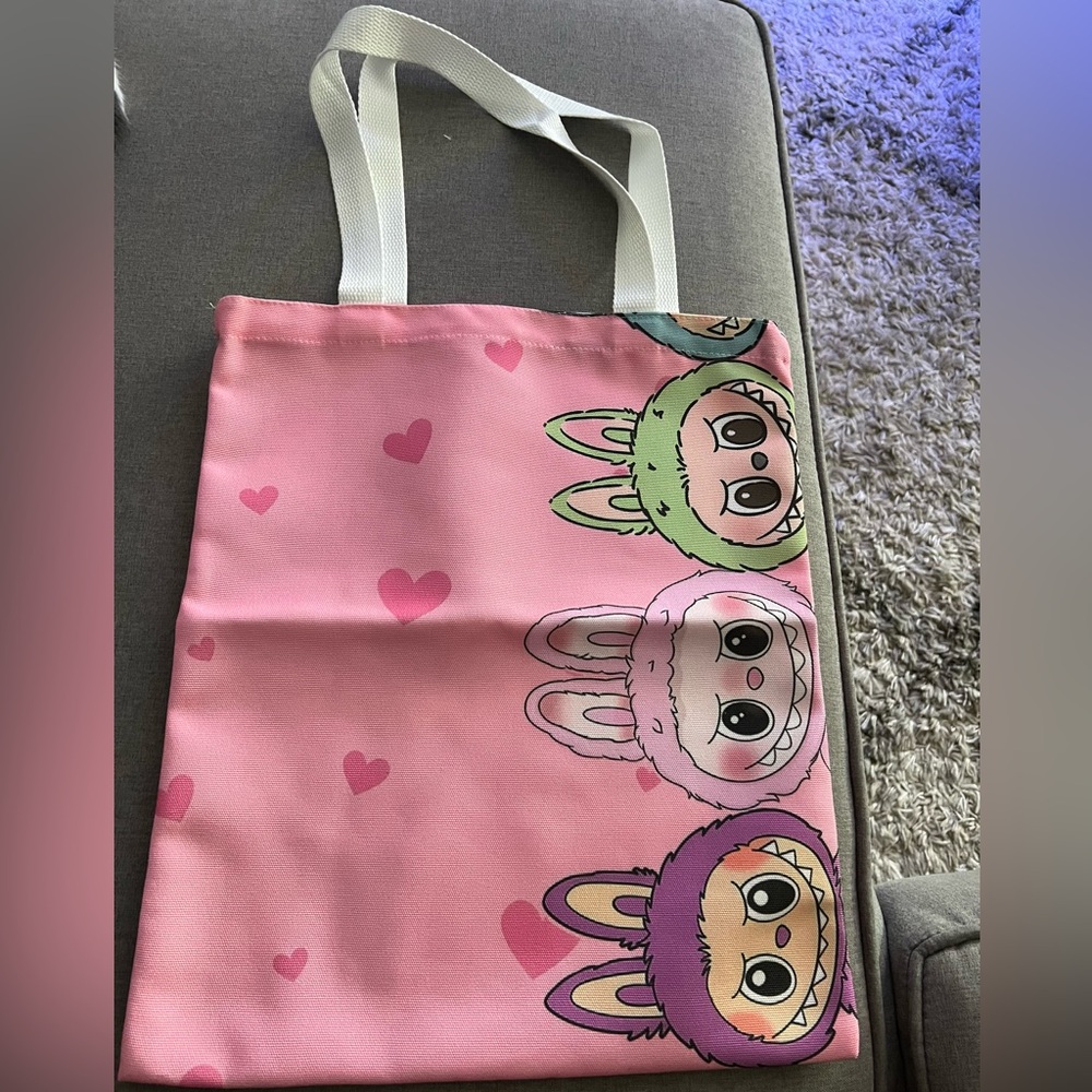Pink Labubu Canvas Tote Bag